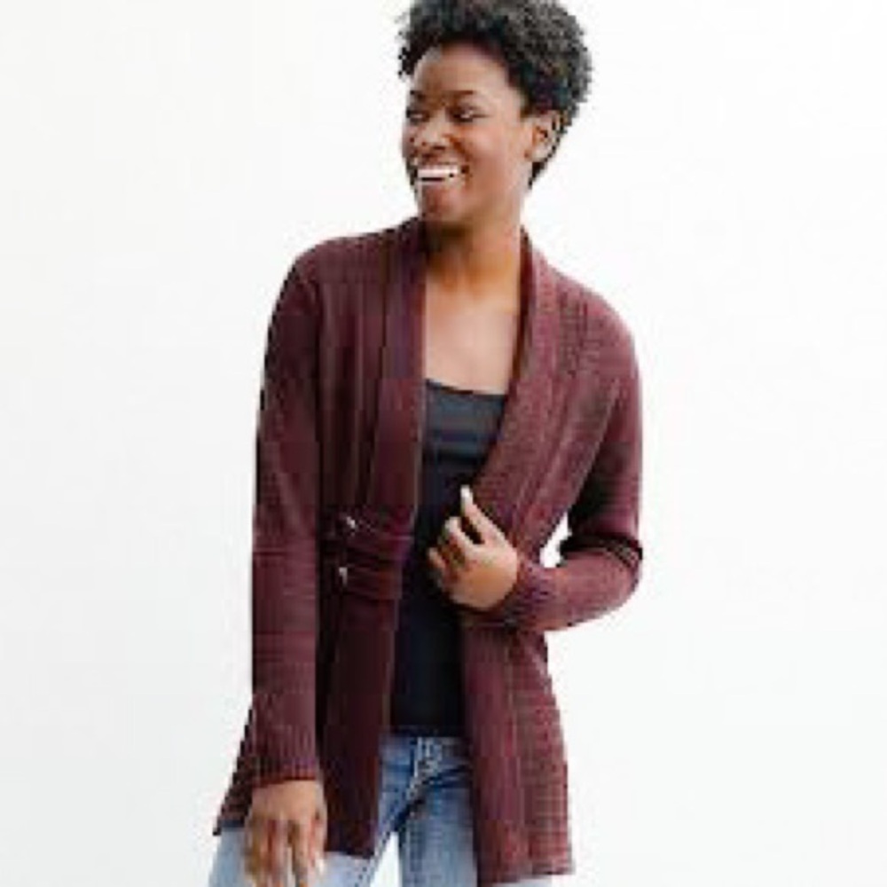 Brand New Women's Long Sleeve Maroon Sweater Cardigan, Size Small, NWT